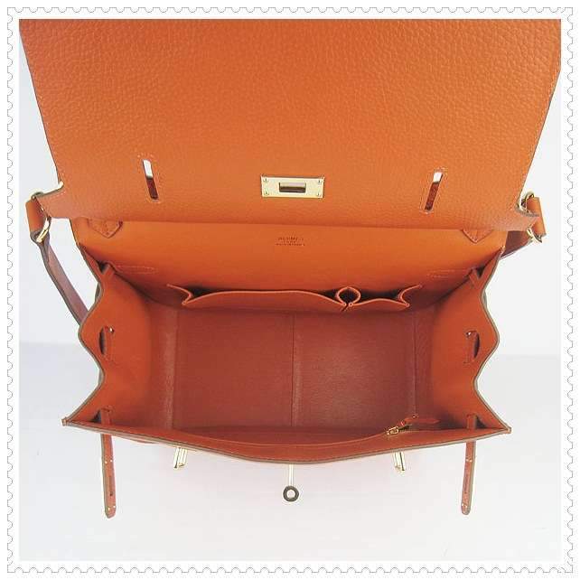 Hermes Jypsiere shoulder bag orange with gold hardware